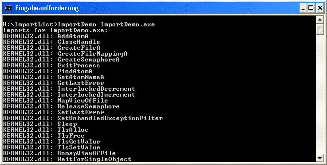 Screenshot von ImportDemo