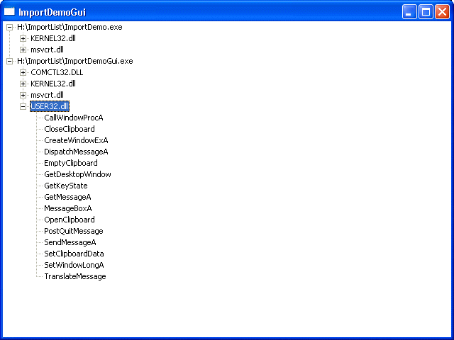 Screenshot von ImportDemoGui
